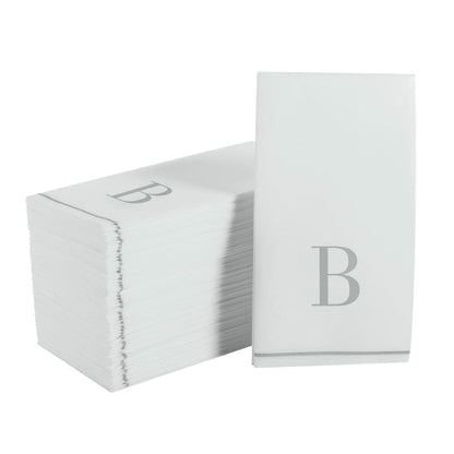 Letter B Silver Monogram Paper Disposable Dinner Napkins | 14 Napkins Napkins Luxe Party NYC 1 Pack (14 Napkins)  