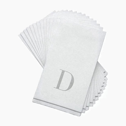 Letter D Silver Monogram Paper Disposable Dinner Napkins | 14 Napkins Napkins Luxe Party NYC   