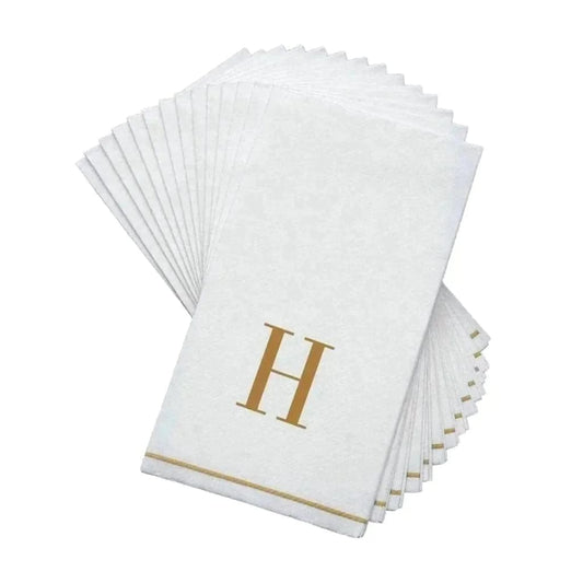 Letter H Gold Monogram Paper Disposable Dinner Napkins | 14 Napkins Napkins Luxe Party NYC   