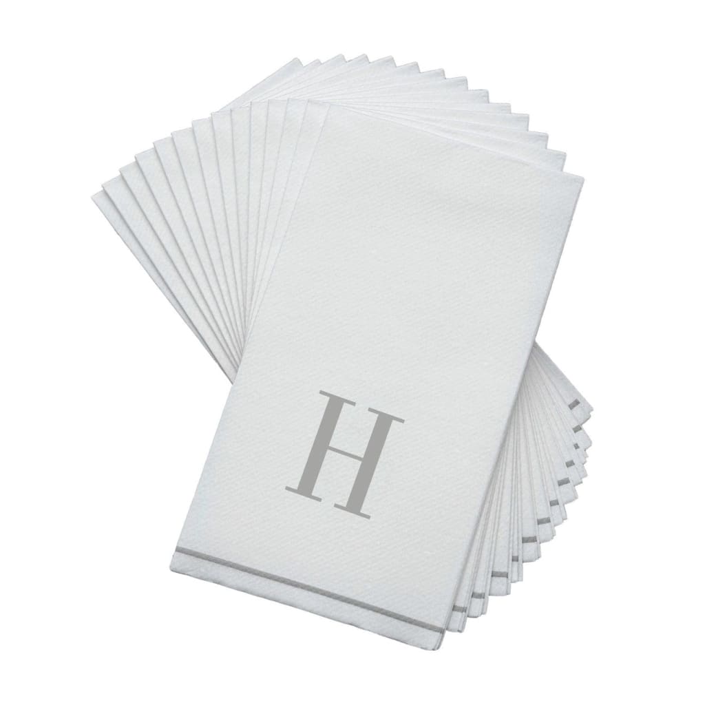 Letter H Silver Monogram Paper Disposable Dinner Napkins | 14 Napkins Napkins Luxe Party NYC   