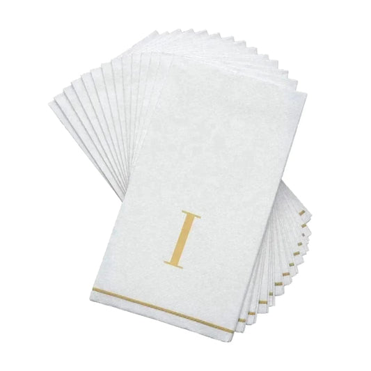 Letter I Gold Monogram Paper Disposable Dinner Napkins | 14 Napkins Napkins Luxe Party NYC   