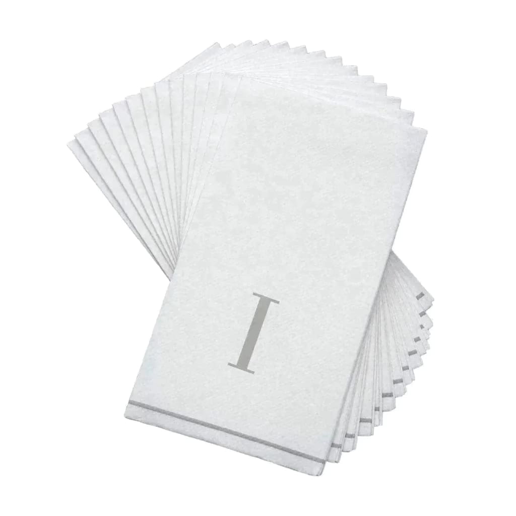 Letter I Silver Monogram Paper Disposable Dinner Napkins | 14 Napkins Napkins Luxe Party NYC   