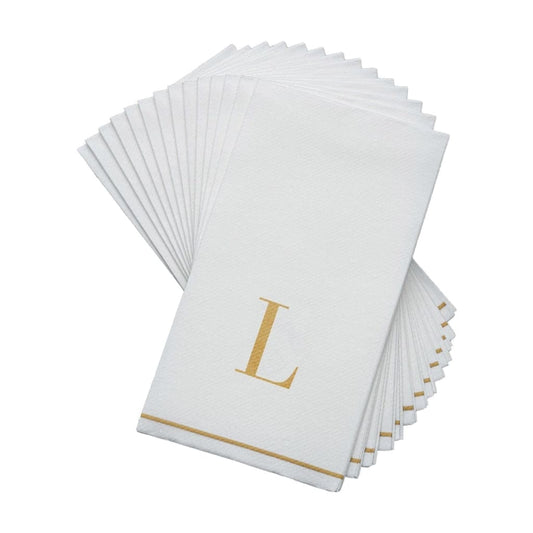 Letter L Gold Monogram Paper Disposable Dinner Napkins | 14 Napkins Napkins Luxe Party NYC   