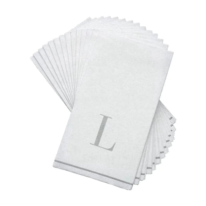 Letter L Silver Monogram Paper Disposable Dinner Napkins | 14 Napkins Napkins Luxe Party NYC   