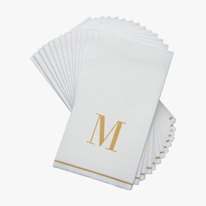 Letter M Gold Monogram Paper Disposable Dinner Napkins | 14 Napkins Napkins Luxe Party NYC 1 PACK (14 NAPKINS)  