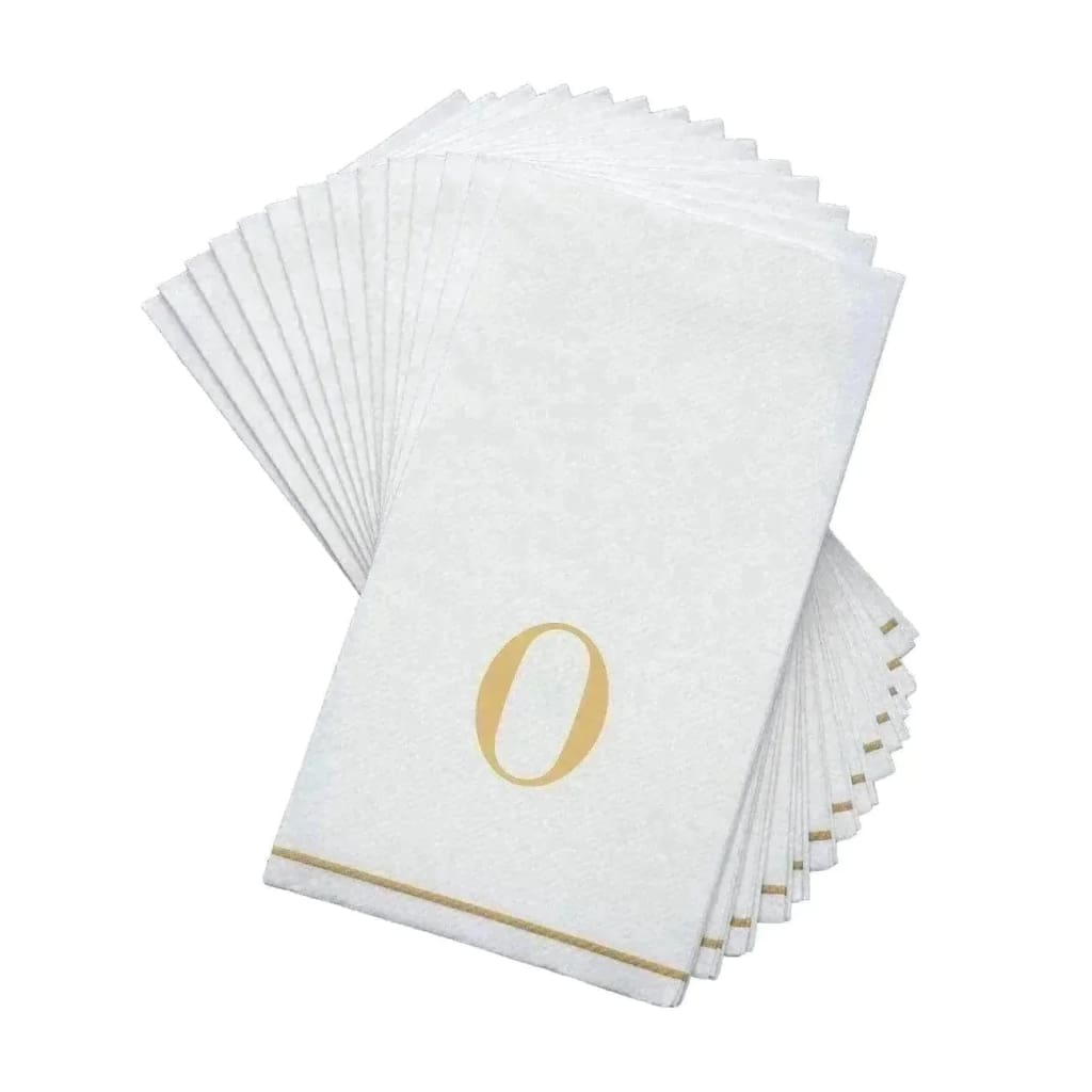 Letter O Gold Monogram Paper Disposable Dinner Napkins | 14 Napkins Napkins Luxe Party NYC   