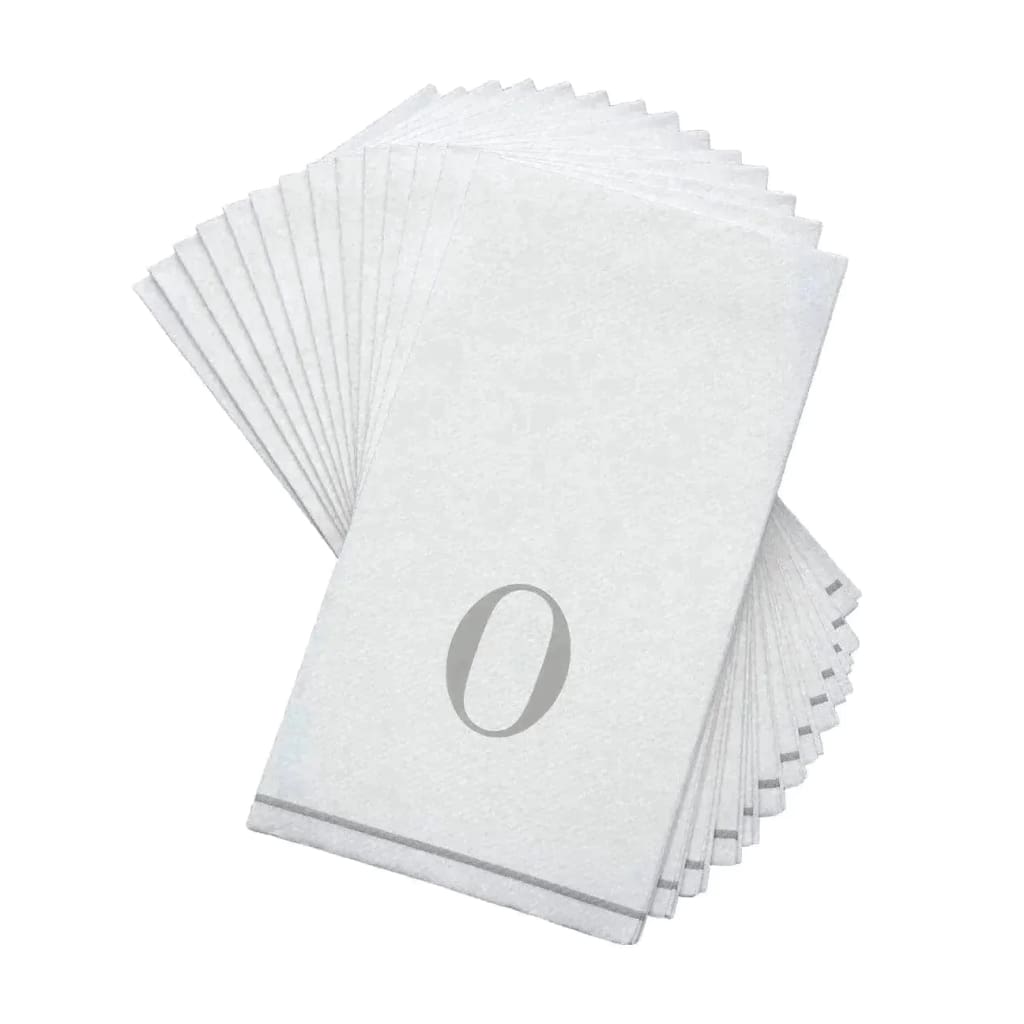 Letter O Silver Monogram Paper Disposable Dinner Napkins | 14 Napkins Napkins Luxe Party NYC   