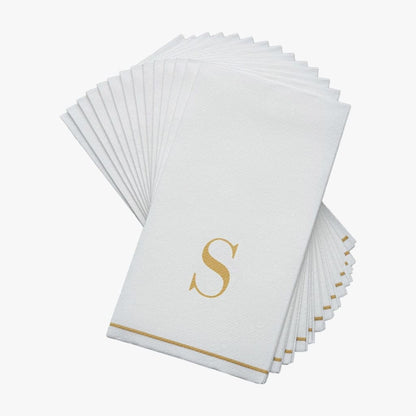 Letter S Gold Monogram Paper Disposable Dinner Napkins | 14 Napkins Napkins Luxe Party NYC 1 PACK (14 NAPKINS)  
