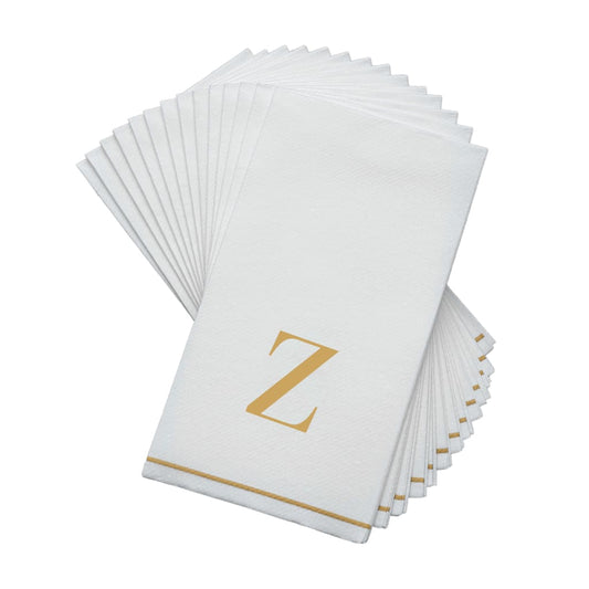 Letter Z Gold Monogram Paper Disposable Dinner Napkins | 14 Napkins Napkins Luxe Party NYC   