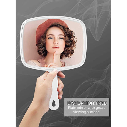 Hand Mirror, White Handheld Mirror with Handle, 6.3" W x 9.6" L  OnlyOneStopShop   