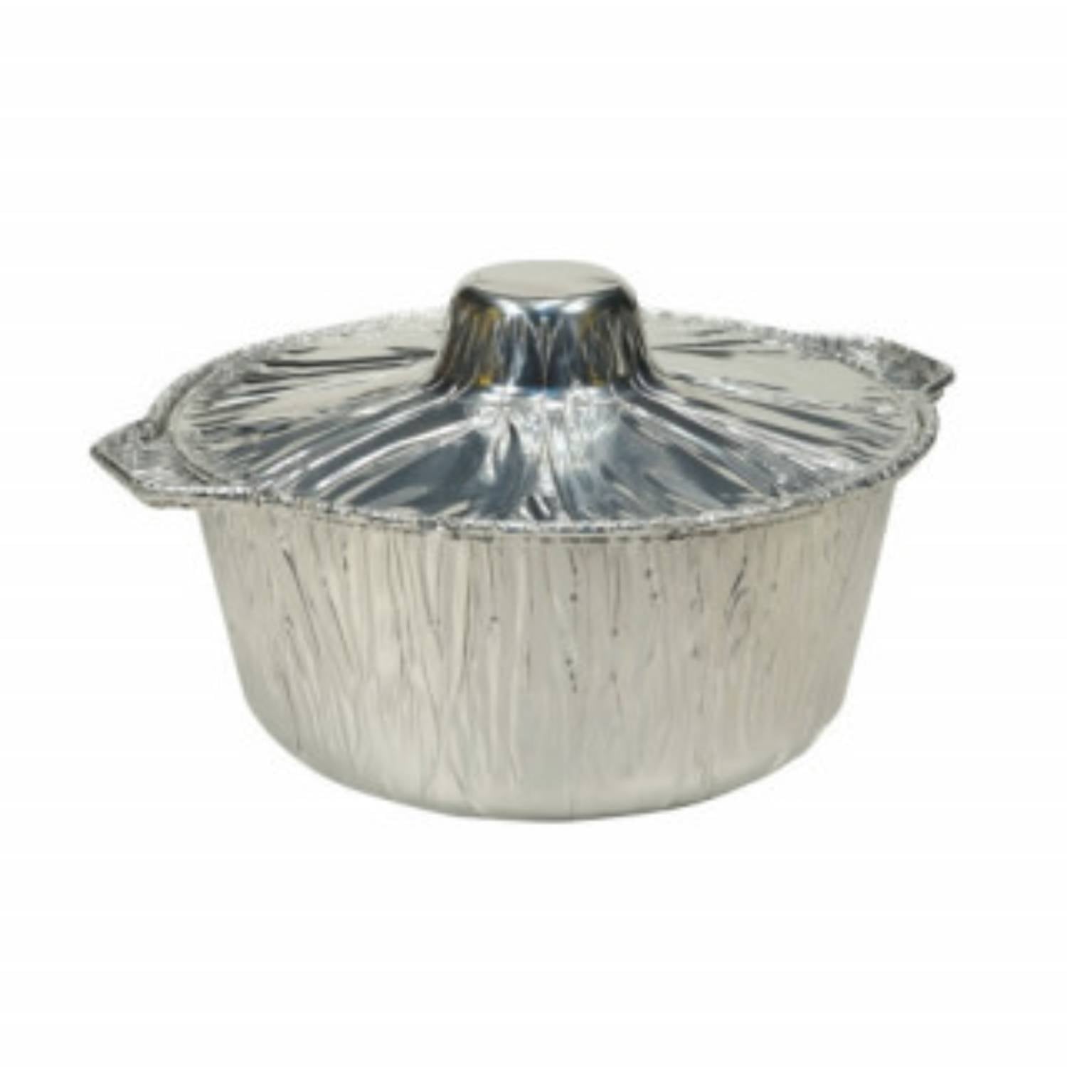 Aluminum Disposable Pots With Lids Small 3.5 Quarts Pack Of 6