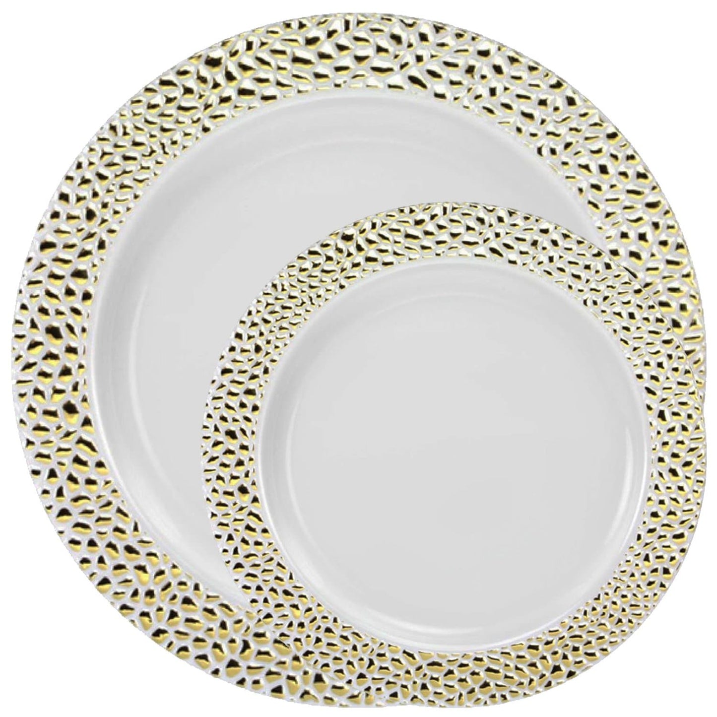PEBBLED COLLECTIONS GOLD PLASTIC TABLEWARE PACKAGE Plates Lillian Tablesettings   
