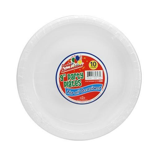 Party Dimensions Round White Party Plastic Plates 9" Plastic Plates Party Dimensions   