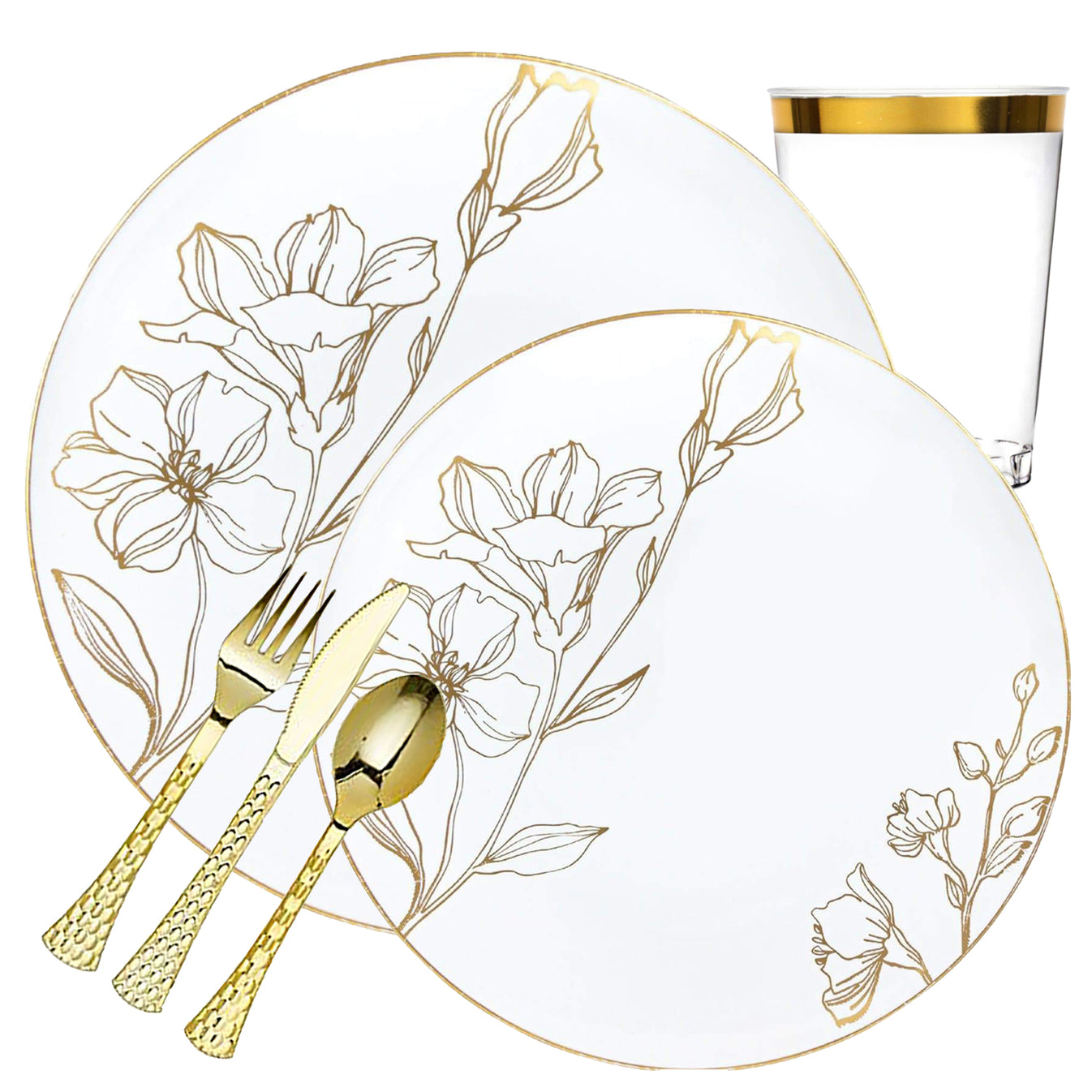 Antique Gold Floral Dinner Plates Tableware Package – OnlyOneStopShop