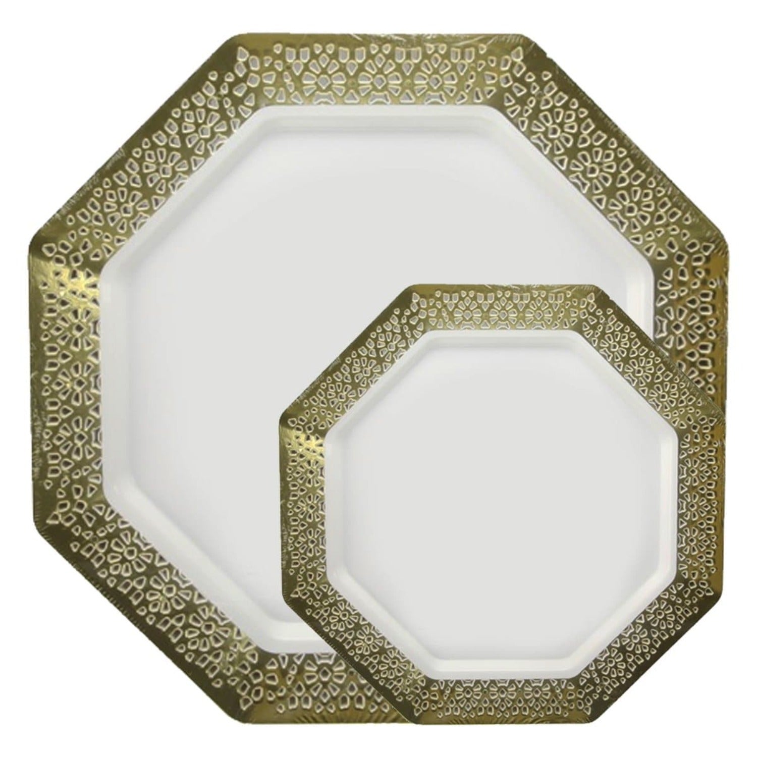 COMBO LACETAGON COLLECTIONS LACE GOLD RIM PLASTIC TABLEWARE PACKAGE plates Lillian Tablesettings   