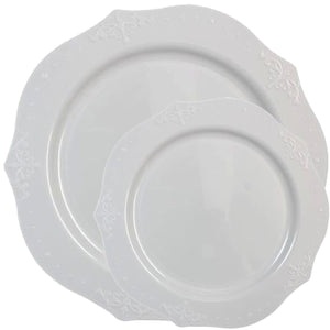 ANTIQUE COLLECTION ELEGANT WHITE PLASTIC TABLEWARE PACKAGE Plates Decorline   