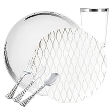 Whisk Collection Dinner Plate White & Silver Tableware Package Plates Decorline 20  