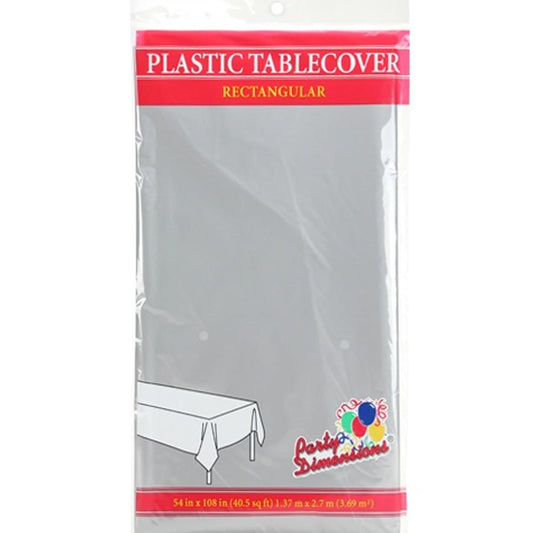 Tablecover Plastic Silver Rectangular  54'' X 108'' Tablesettings Party Dimensions   