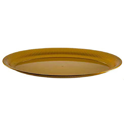Gold Oval Plastic Tray 21'' X 14'' Serverware Party Dimensions   