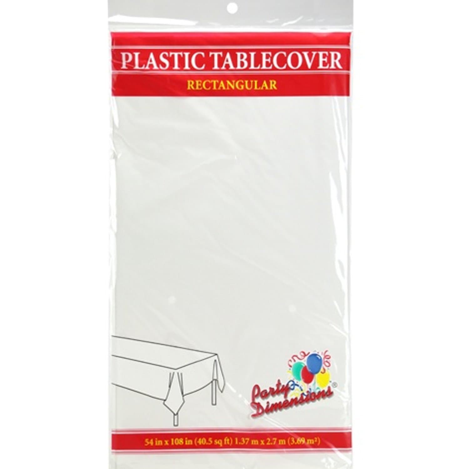 Tablecover Plastic White Rectangular  54'' X 108'' Tablesettings Party Dimensions   